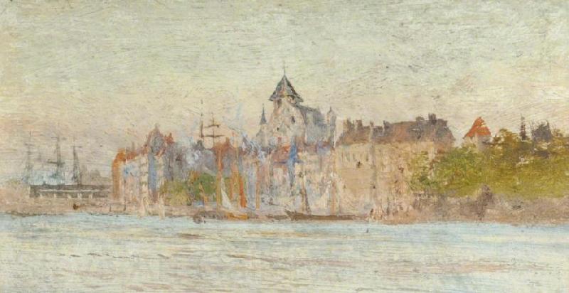 William Lionel Wyllie A Castle by a Lake France oil painting art